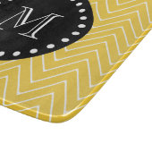 Yellow Chevron Pattern | Zwart monogram Snijplank (Hoek)