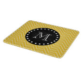 Yellow Chevron Pattern | Zwart monogram Snijplank (Hoek)