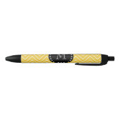 Yellow Chevron Pattern | Zwart monogram Zwarte Inkt Pen (Bodem)
