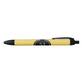 Yellow Chevron Pattern | Zwart monogram Zwarte Inkt Pen (Bovenkant)