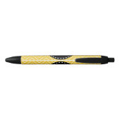 Yellow Chevron Pattern | Zwart monogram Zwarte Inkt Pen (Achterkant)