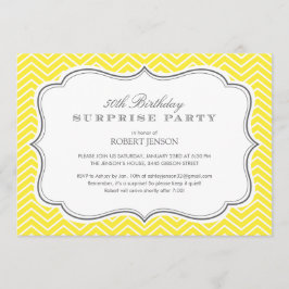Yellow Chevron Stripes verrassingsfeest Kaart
