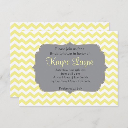 Yellow Chevron Uitnodiging Briefkaart (Voorkant / Achterkant)