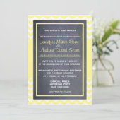 Yellow Chevron Wedding Invitation Kaart (Staand voorkant)