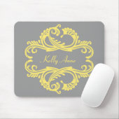 Yellow Chic Damask Mousepad Muismat (Met muis)
