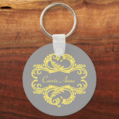 Yellow Chic Damask Sleutelhanger (Voorkant)