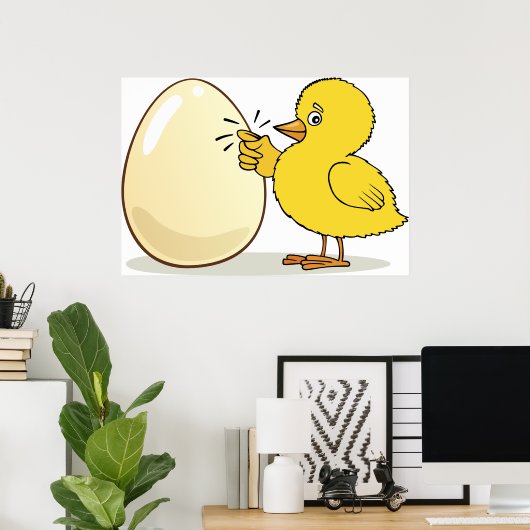 Yellow Chick And Egg Poster (Thuiskantoor)