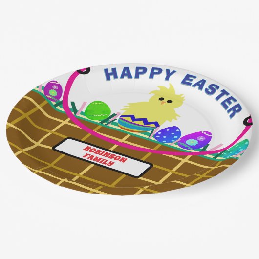 Yellow Chick Egg Paasmand Papieren Bordje (Gekanteld)