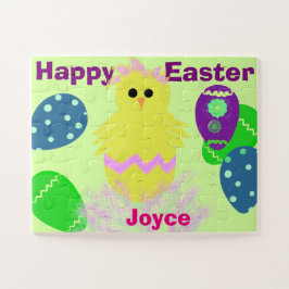 Yellow Chick Eggs Easter - persoonlijke naam Legpuzzel