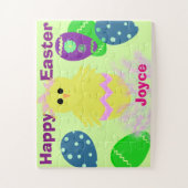 Yellow Chick Eggs Easter - persoonlijke naam Legpuzzel (Verticaal)