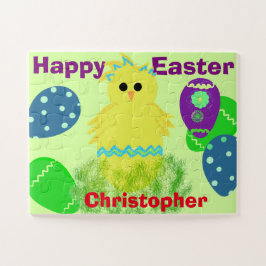 Yellow Chick Eggs Easter - persoonlijke naam Legpuzzel