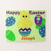 Yellow Chick Eggs Easter - persoonlijke naam Legpuzzel (Horizontaal)