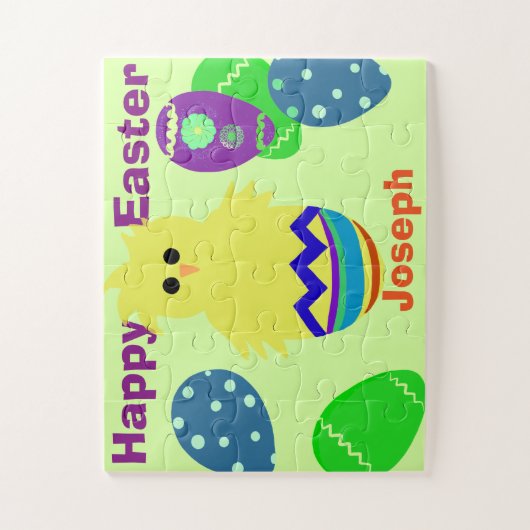 Yellow Chick Eggs Easter - persoonlijke naam Legpuzzel (Verticaal)