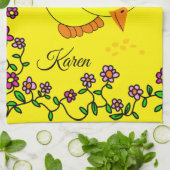 Yellow Chick Floral Kitchen Hand Towel Theedoek (Gevouwen)