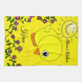 Yellow Chick Floral Kitchen Hand Towel Theedoek (Horizontaal)