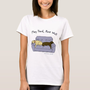 Yellow & Chocolate Lab spelen hard T-shirt