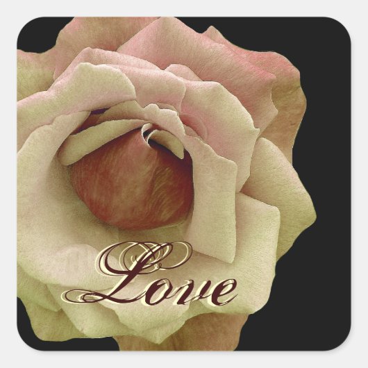 Yellow Chocolate LOVE Bruiloft Roos Vierkante Stic Sticker (Voorkant)