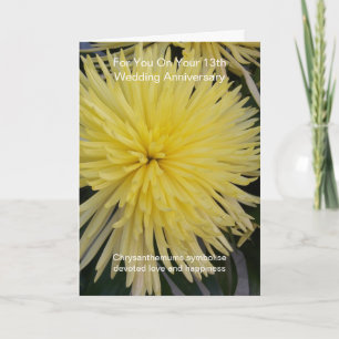 Yellow Chrysanthemum 13th Wedding Jubileum Kaart