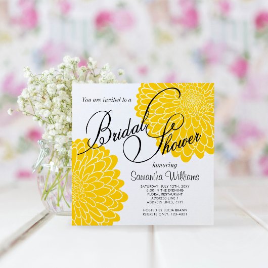 Yellow Chrysanthemum Bridal Shower Invitation Kaart