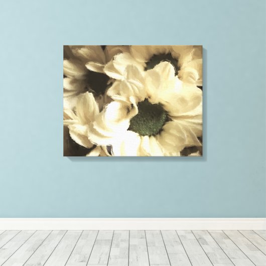 YELLOW CHRYSANTHEMUM CANVAS AFDRUK (Insitu (Houten vloer))