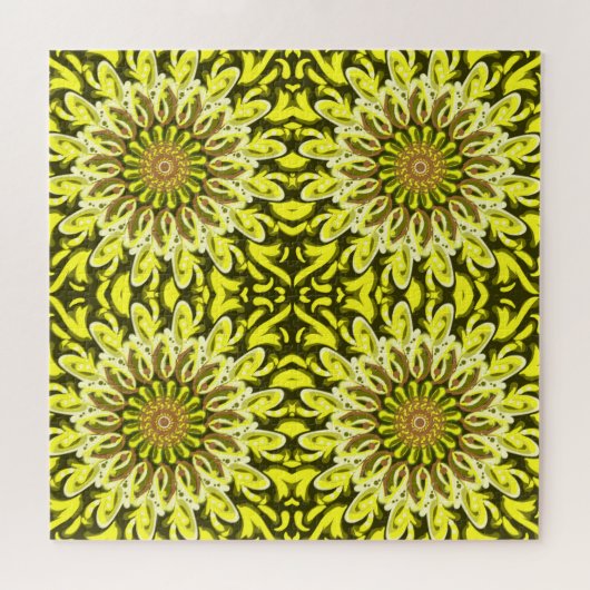 Yellow Chrysanthemum Floral Pattern Abstract Legpuzzel (Horizontaal)