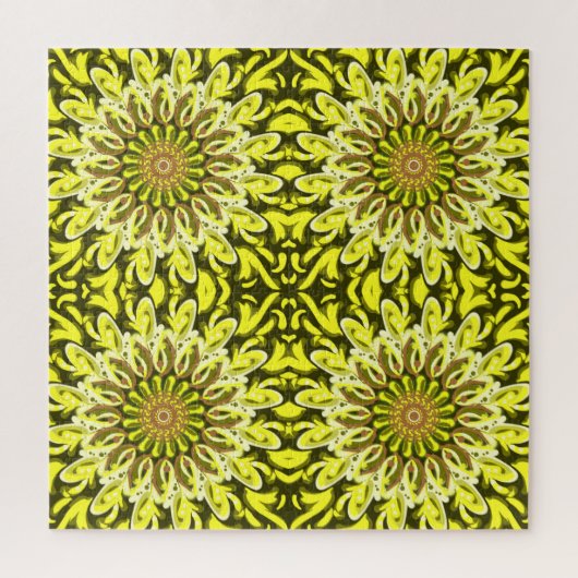 Yellow Chrysanthemum Floral Pattern Abstract Legpuzzel (Verticaal)