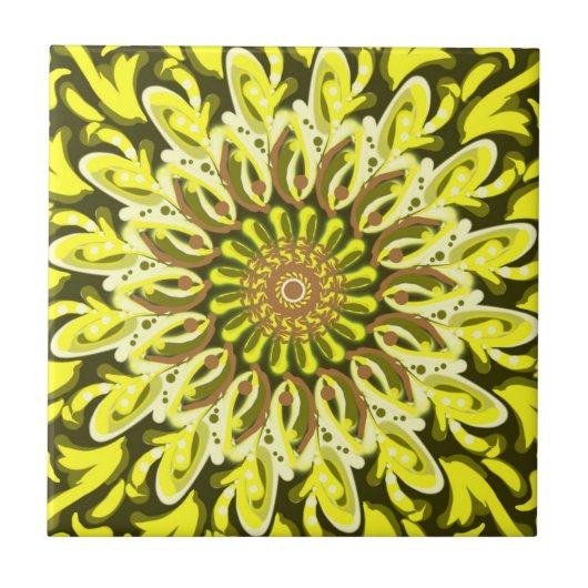 Yellow Chrysanthemum Flower Abstract Tegeltje (Voorkant)