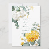 Yellow Chrysanthemum White Peony Eucalyptus Kaart (Voorkant)