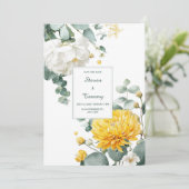 Yellow Chrysanthemum White Peony Eucalyptus Kaart (Staand voorkant)