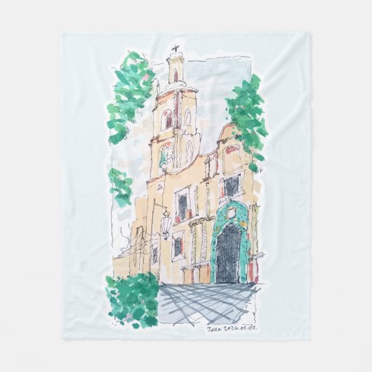 Yellow Church Fleece Deken (Voorkant)