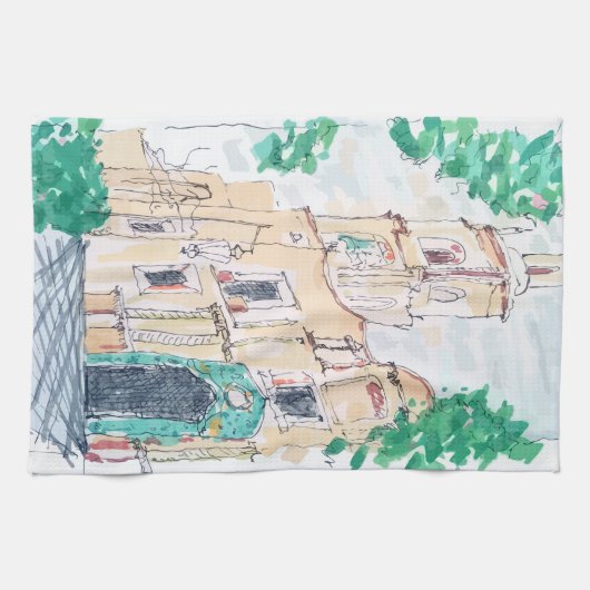 Yellow Church Theedoek (Horizontaal)