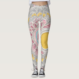 Yellow Circle AI art Leggings