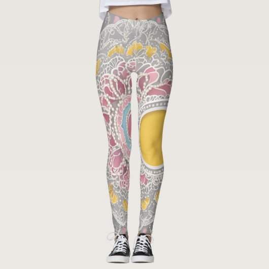 Yellow Circle AI art Leggings (Voorkant)