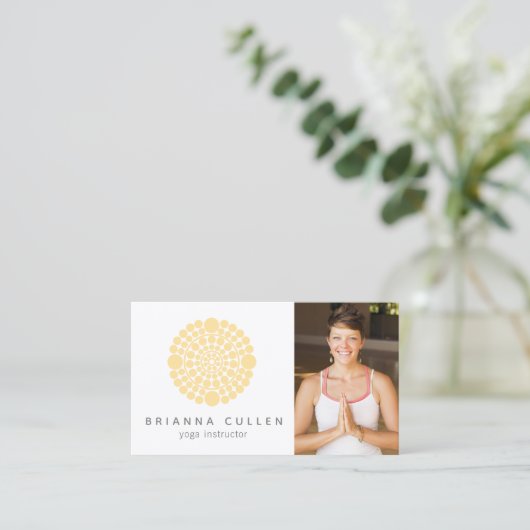 Yellow Circle Mandala, Holistische Healer Voeg fot Visitekaartje (Staand voorkant)
