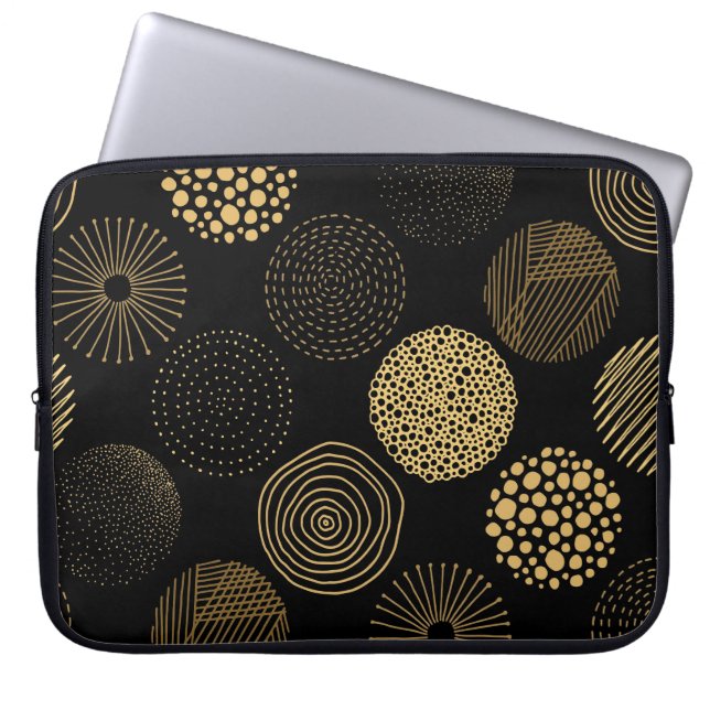 Yellow Circles Pattern Laptop Sleeve (Voorkant)
