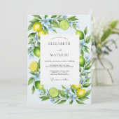 Yellow Citrus Bloom Wedding Kaart (Staand voorkant)