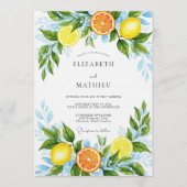 Yellow Citrus Botanical Romance Wedding Kaart (Voorkant)