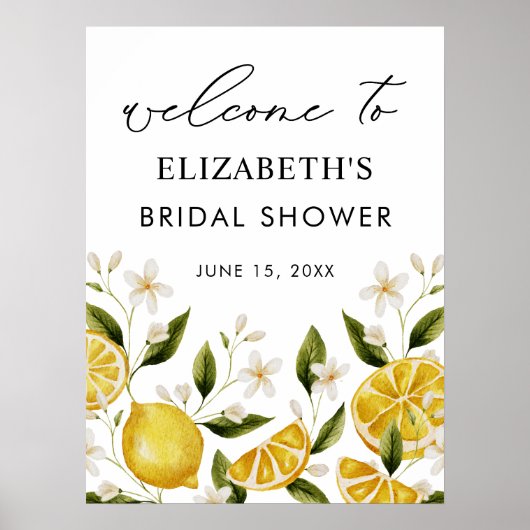 Yellow Citrus Lemon Party Vrijgezellenfeest Poster (Voorkant)