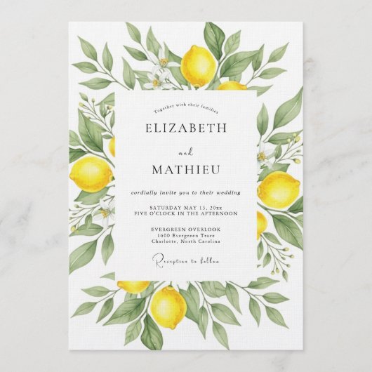 Yellow Citrus Verdant Wedding Kaart (Voorkant)