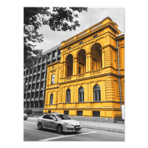 Yellow City Building Minimalistische fotografie Foto Afdruk
