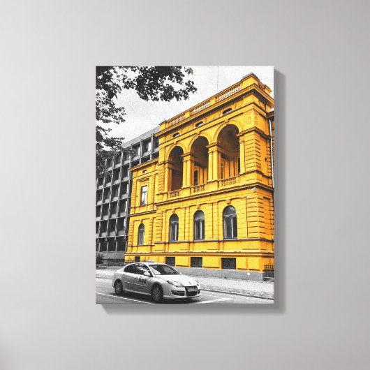 Yellow City Building Minimalistische kleurenfotogr Canvas Afdruk (Voorkant)