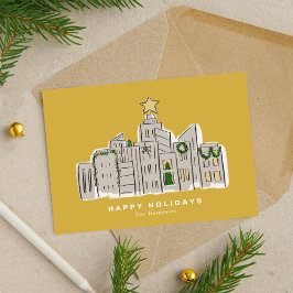 Yellow City Skyline Corporate Christmas Kaart