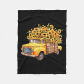 Yellow Ckup Truck Sunflower Autumn Halloween Thank Fleece Deken (Voorkant)
