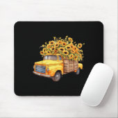 Yellow Ckup Truck Sunflower Autumn Halloween Thank Muismat (Met muis)