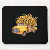 Yellow Ckup Truck Sunflower Autumn Halloween Thank Muismat (Voorkant)