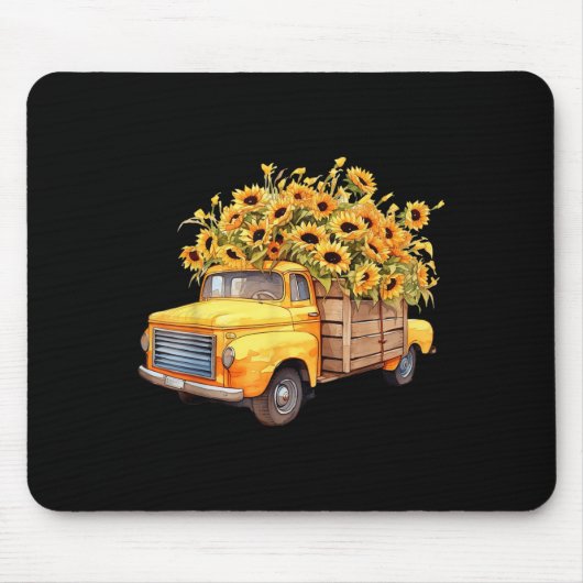 Yellow Ckup Truck Sunflower Autumn Halloween Thank Muismat (Voorkant)