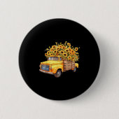 Yellow Ckup Truck Sunflower Autumn Halloween Thank Ronde Button 5,7 Cm (Voorkant)