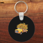 Yellow Ckup Truck Sunflower Autumn Halloween Thank Sleutelhanger (Voorkant)