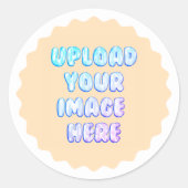 Yellow Classic Round Sticker with a Business Logo (Voorkant)