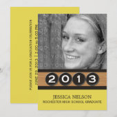 Yellow Classy Keys Afstuderen Invitation Kaart (Voorkant / Achterkant)